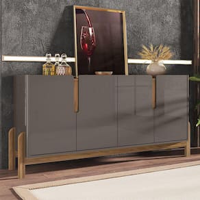 Buffet 04 Portas Lizz 170 cm Cinza Pérola Cedro Casa D