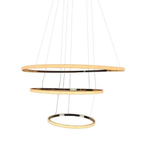 Lustre Luminaria 3 em 1 Aneis Arco Pendente Led Perfil Infinito Ajustavel Regulavel Quarto Sala Iluminaçao Ambiente