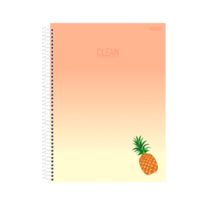Caderno Espiral Tamanho 1/4 80Fls São Domingos Clean Abacaxi