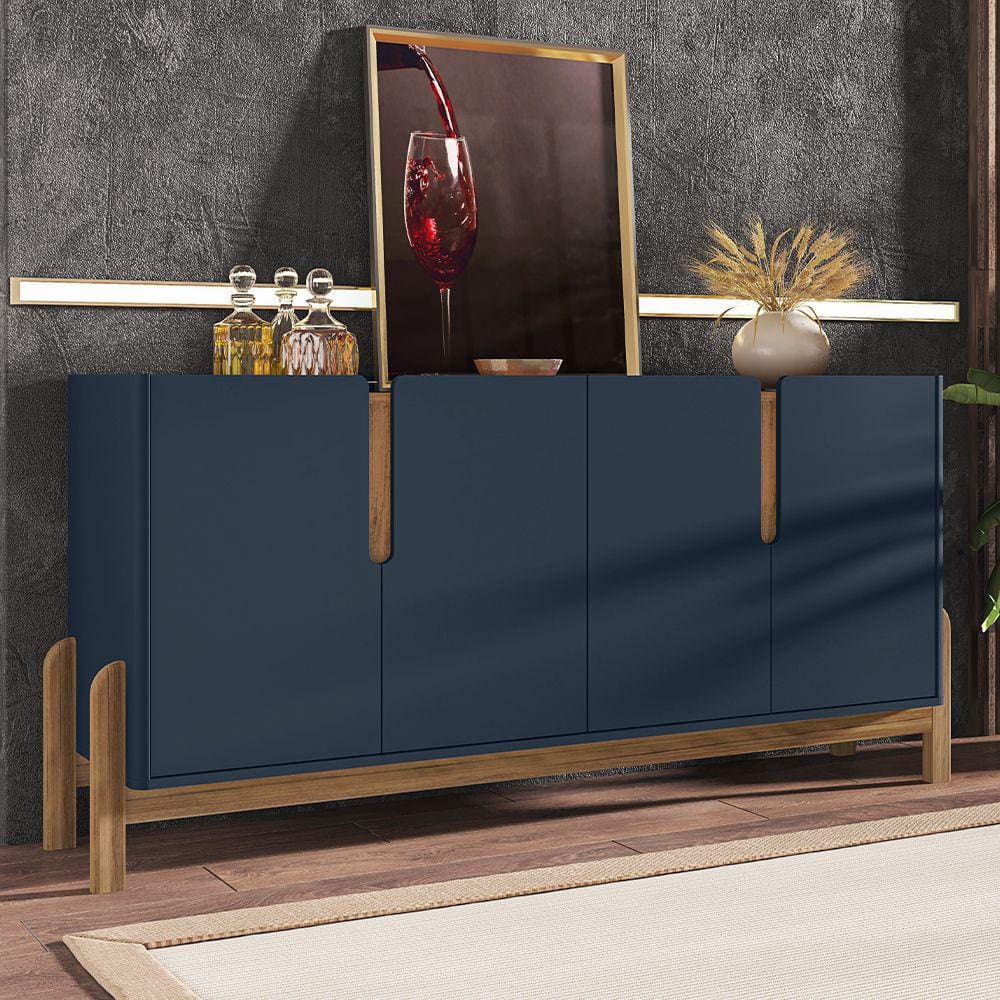 Buffet 04 Portas Lizz 170 cm Azul Cobalto Cedro Casa D