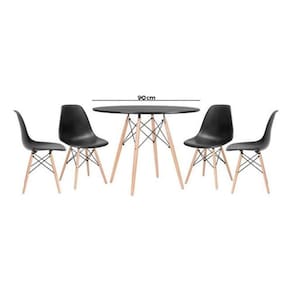 Conjunto Mesa Eiffel Redonda 90 Cm Preta + 04 Cadeiras Preto