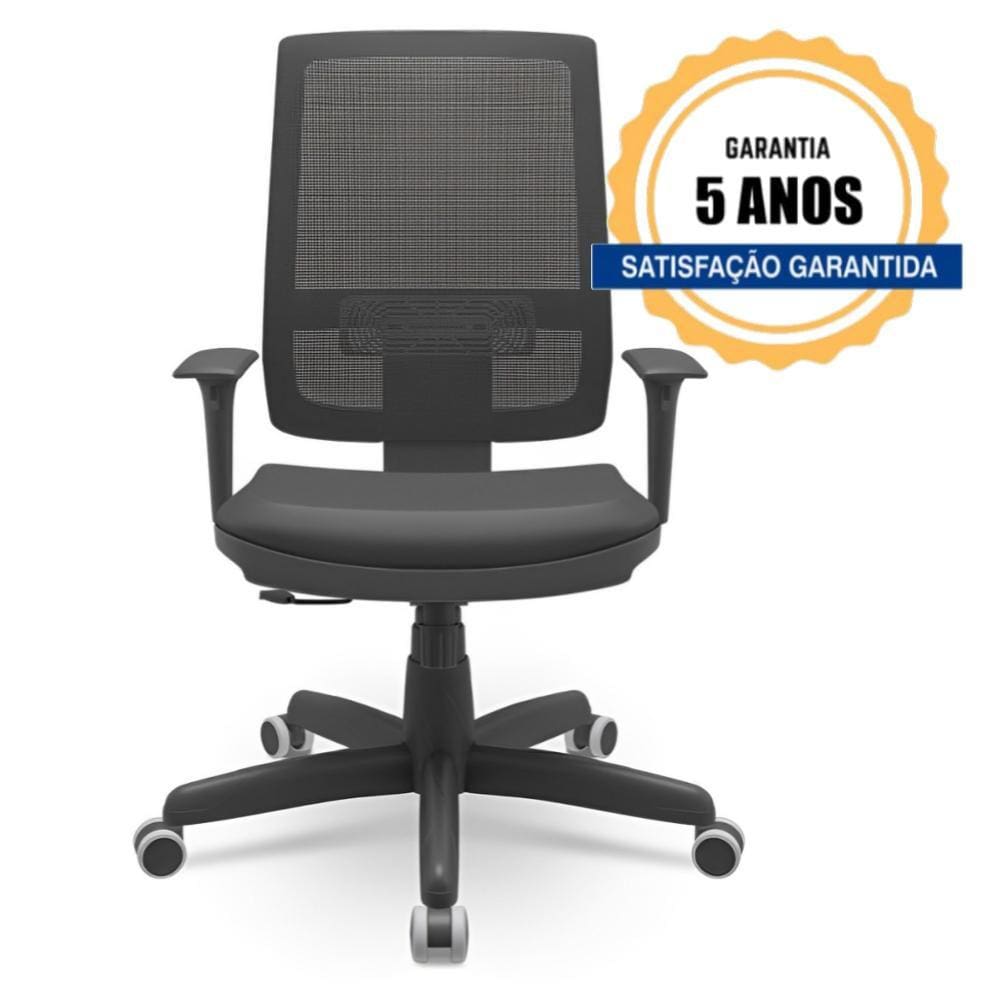 Cadeira Brizza Presidente Preto Em Poliester Plaxmetal