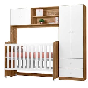 Conjugado Infântil Ternura Com Berço Amore Cor Nature Branco - Pertenella Móveis