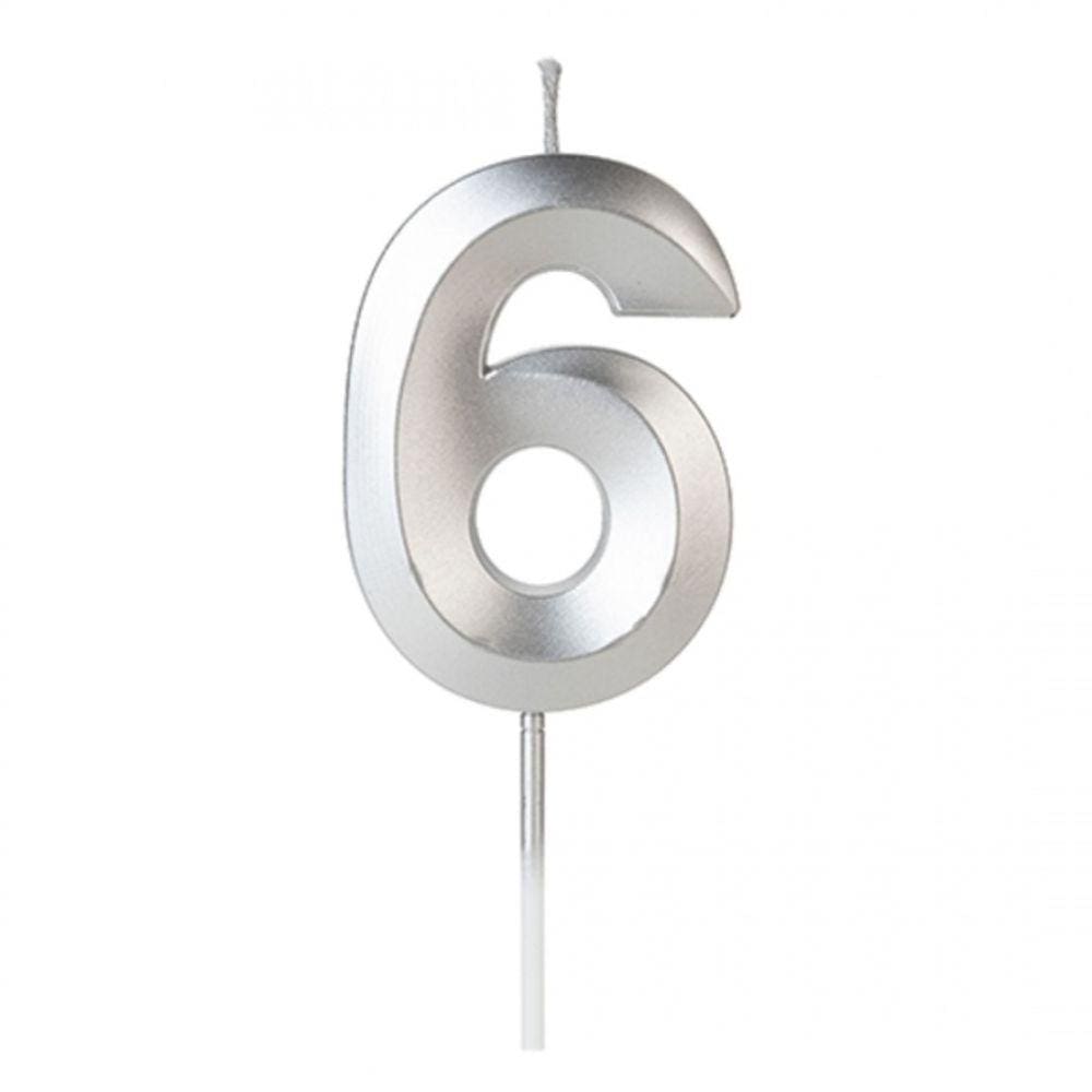 Vela Design Prata Número 6 Silverfestas
