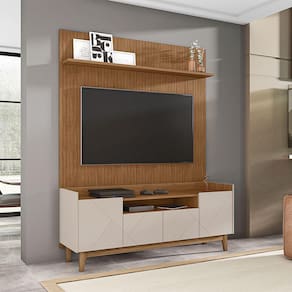 Rack 04 Portas Adria e Painel Siena 160 cm Off White Cedro Casa D