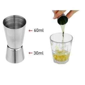 Dosador Duplo Inox 30/60 ML Drink Vodka Gin Cachaça Whisky Bartender