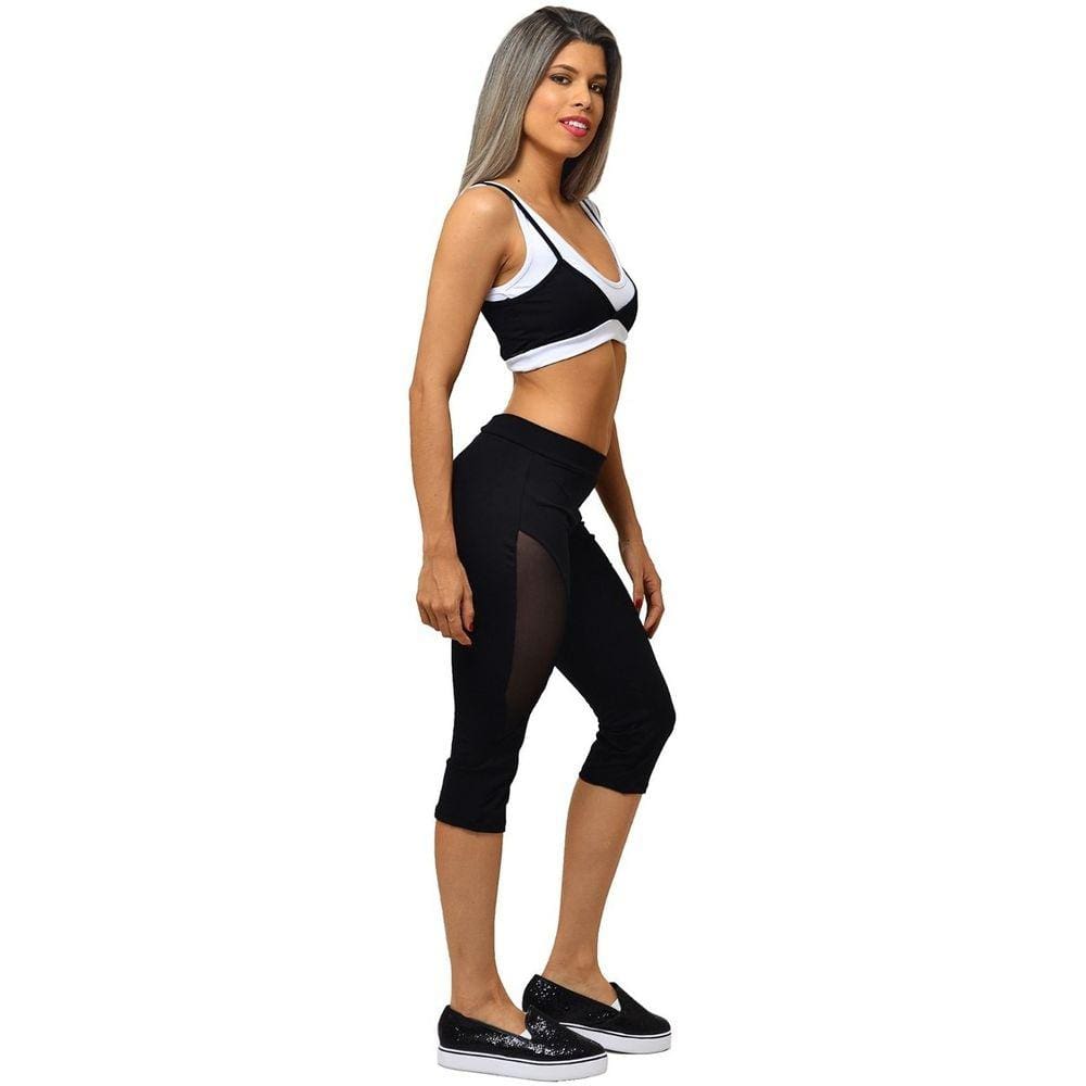 Top Fitness Feminino Nadador Preto com Alças Duplas