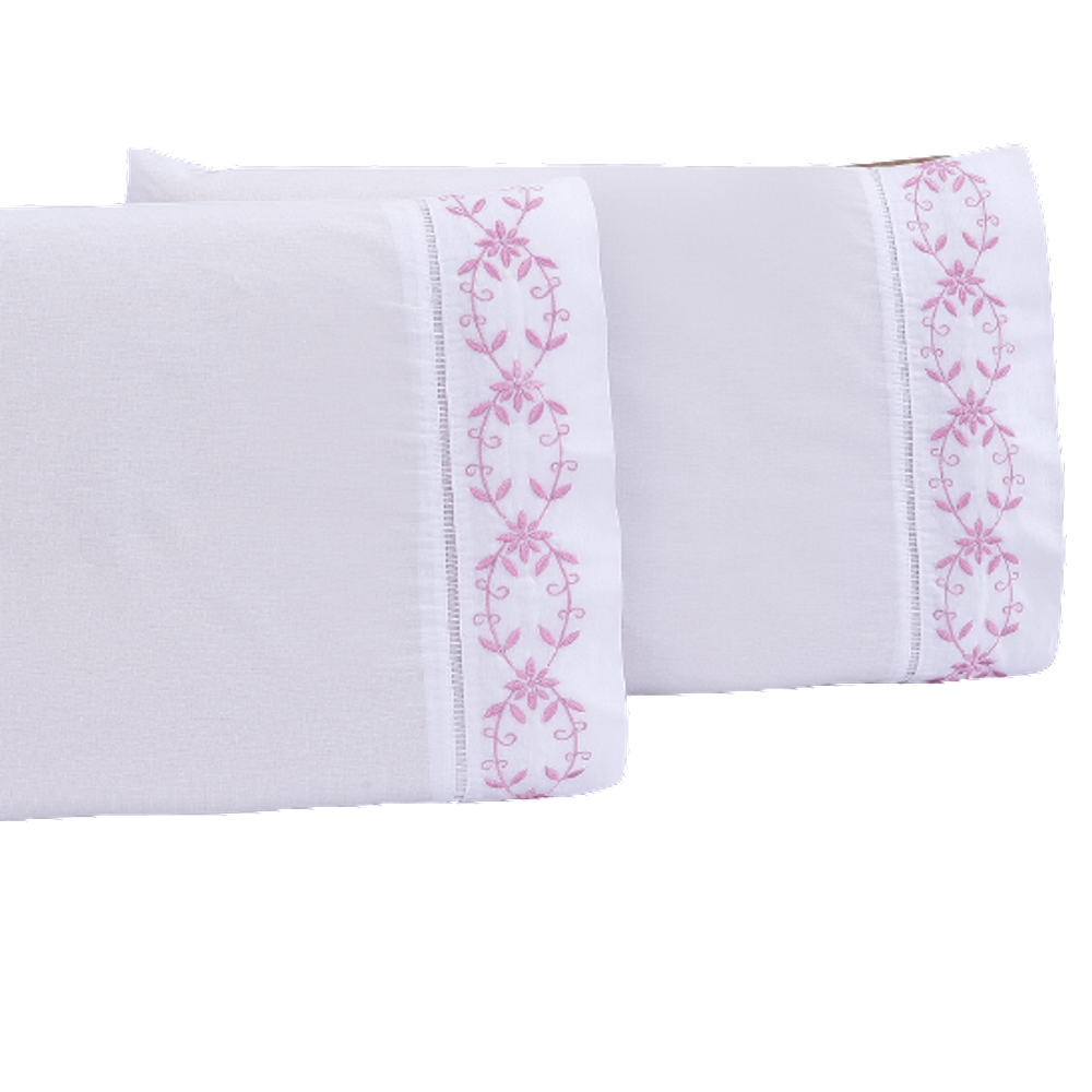 Jogo lençol king casal bordado 3 peças branco uva veneza