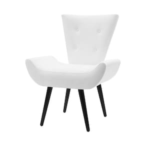 Poltrona Decorativa Emilia Pé Palito em Suede - Branco