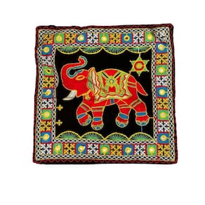 Capa De Almofada Indiana Quadrada Elefante Bordado Colorido 592