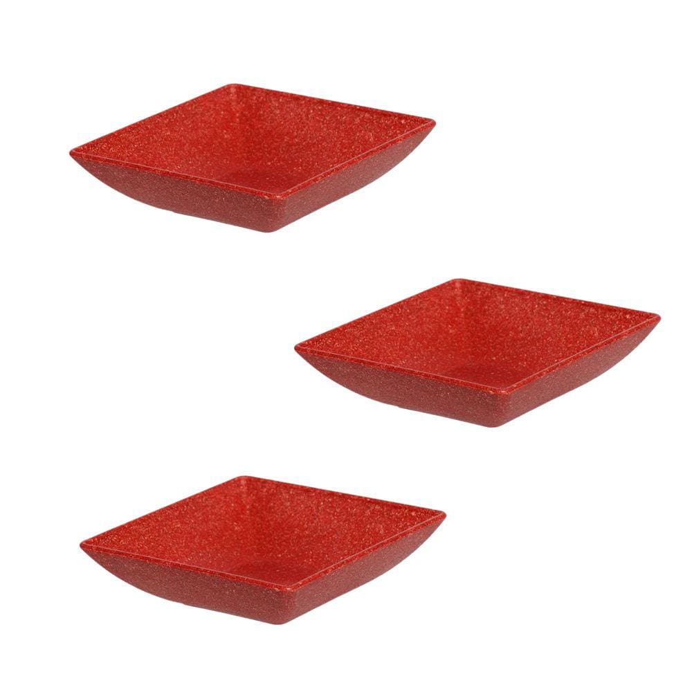 3Un Prato Mini Petisqueira Quadrado Aperitivos Vermelho