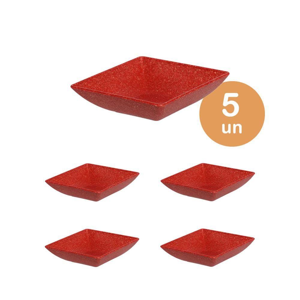 5Un Prato Mini Petisqueira Quadrado Aperitivos Vermelho