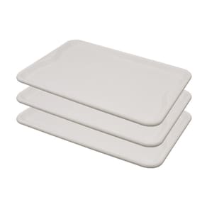 Conjunto 3 Bandejas Plásticas Self-Service Refeição 48 x 32,5 x 2 BR-100 Branca - Della Plast