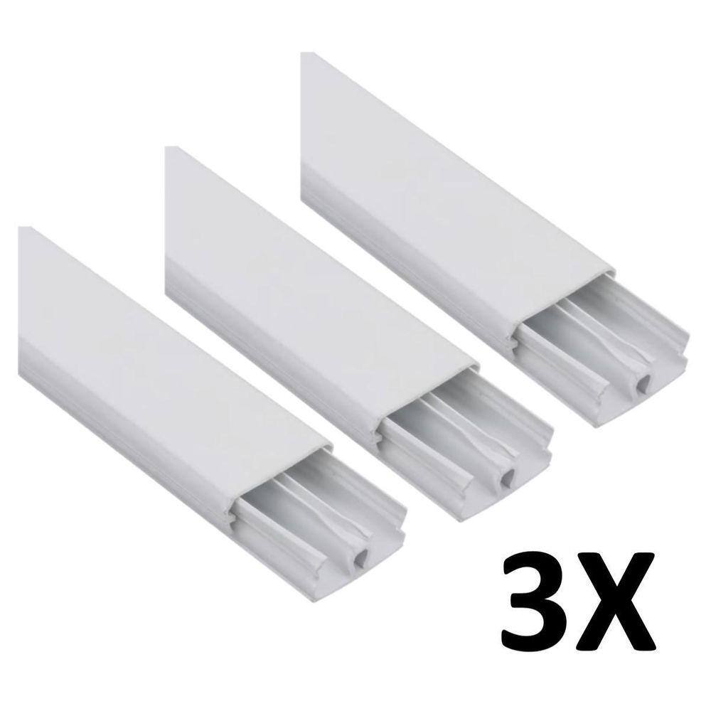 Kit 3 Canaleta 2 Divisórias Cabos Fios Fita Dupla Face 2Mt
