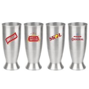 Kit 4 Copos Munich Chopp Alumínio 290Ml Tulipa Cerveja