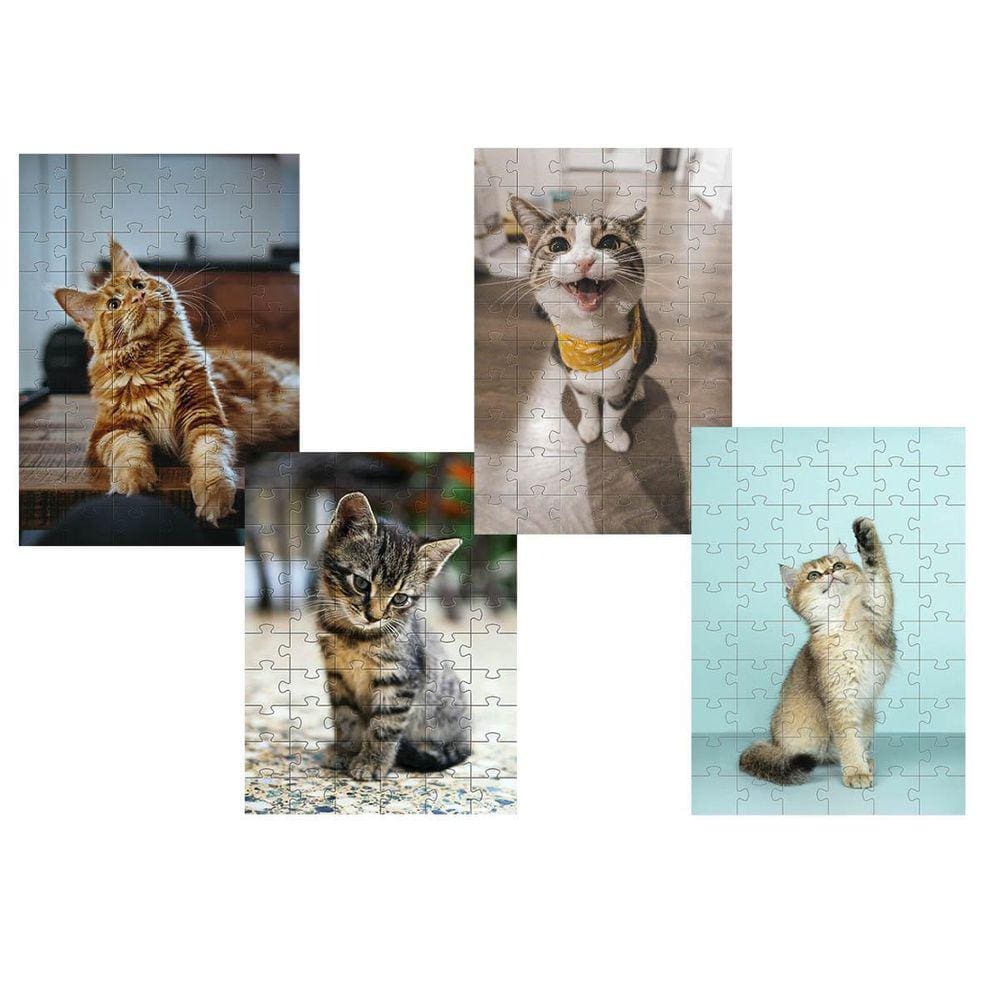 Kit 4 Quebra-Cabeças Cognitivos Gatinhos Novos 24 Peças
