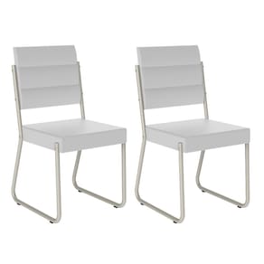 Conjunto 2 Cadeiras 1736 Tubo Prata Napa Branca Carraro