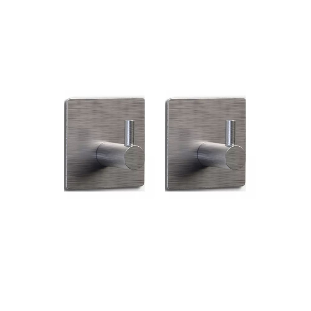 02 Gancho Cabide De Parede Autoadesivo Quadrado Inox Escovado