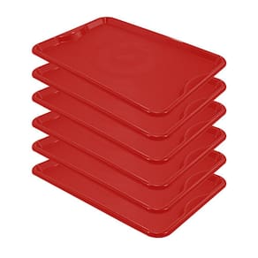 Conjunto 6 Bandejas Plásticas Self-Service Refeição 48 x 32,5 x 2 BR-100 Vermelha - Della Plast