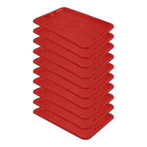 Conjunto 10 Bandejas Plásticas Self-Service Refeição 48 x 32,5 x 2 BR-100 Vermelha - Della Plast
