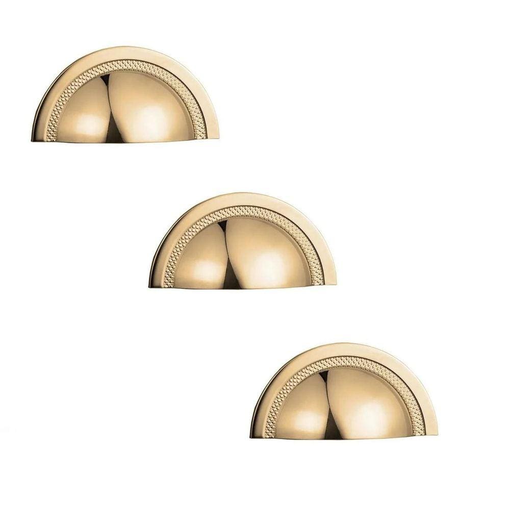 Kit 3 Puxador Shell 48 Mm Zen Gold Dourado Brilhante