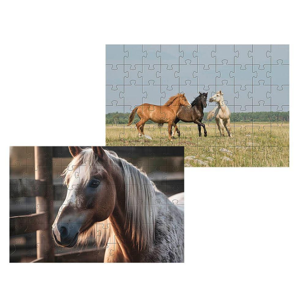 Kit 2 Quebra-cabeças Atividades para Mente Cavalos 60 peças