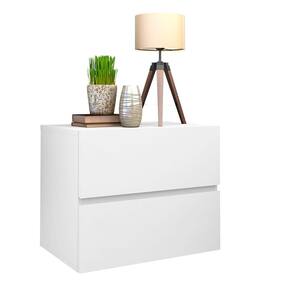 mesa de cabeceira eros 45 estilo clean 2 gavetas corrediças telescopica cor branco