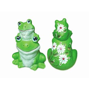 Decoração Jardim Sapo Duplo Em Cerâmica Pintado A Mão