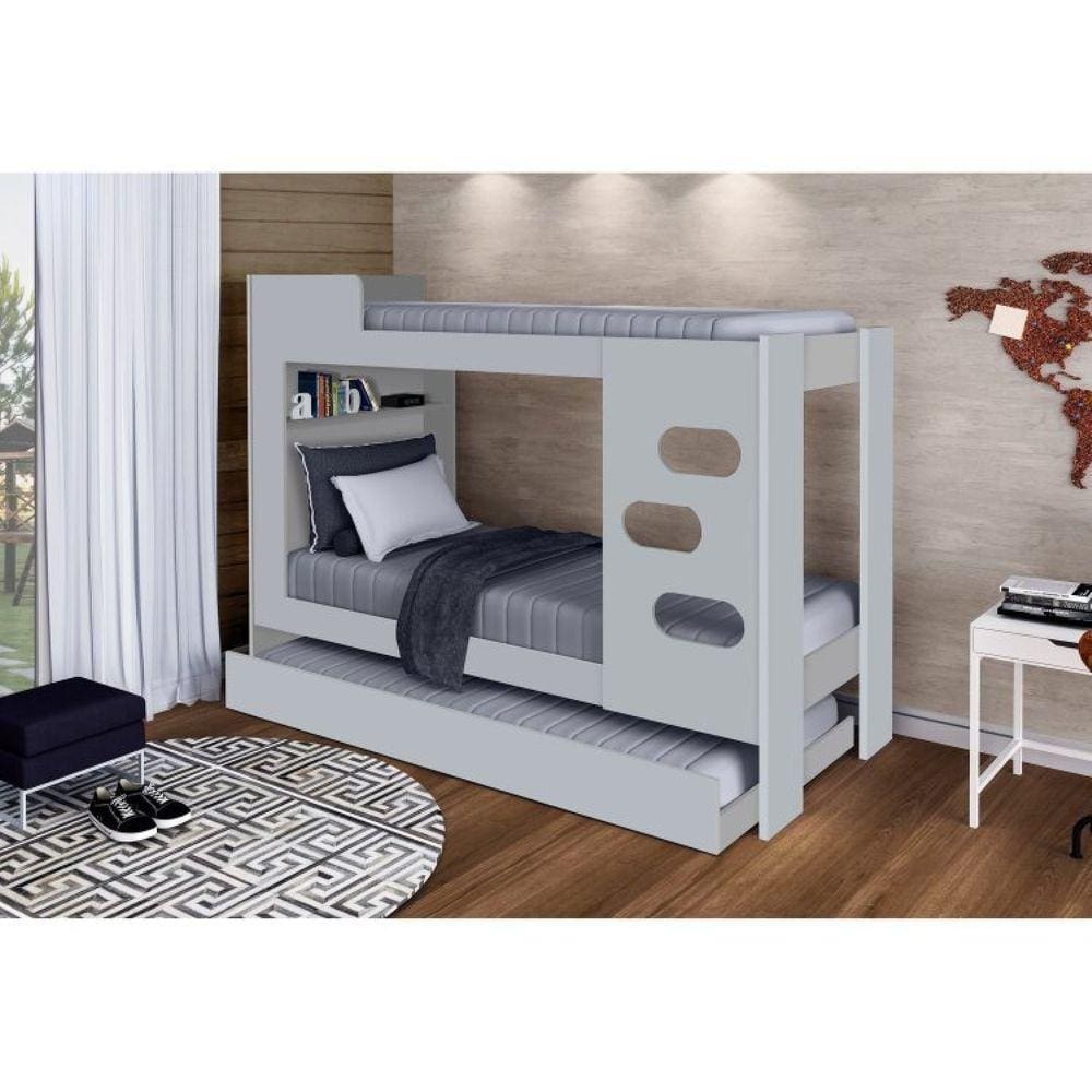 Beliche Floripa com Cama Auxiliar Eleganza Cinza