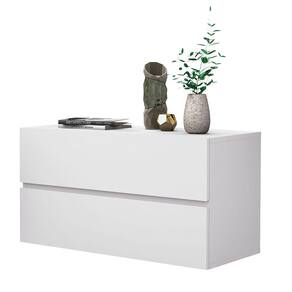 mesa de cabeceira eros 60 estilo clean 2 gavetas corrediças telescopica cor branco