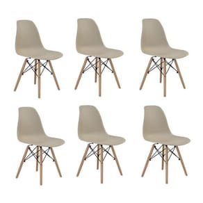 Conjunto 6 Cadeiras Eiffel PP Base Madeira Nude
