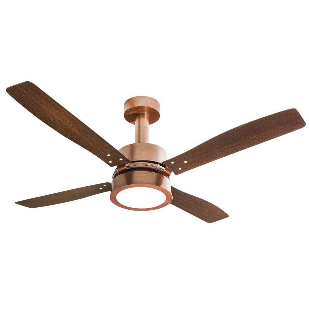 Ventilador De Teto Venti-delta Vintage Led Cobre 4 Pás Mogno Luz Branca 6000k 110v