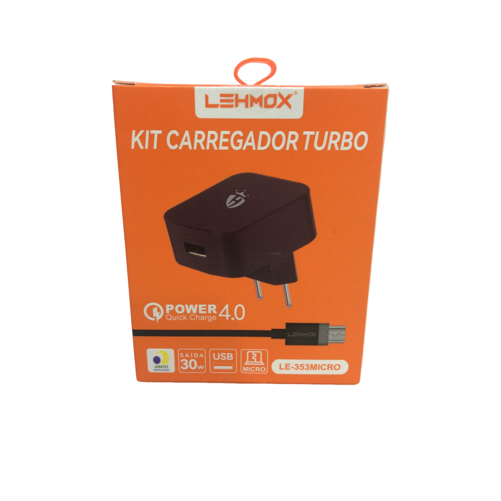 Carregador De Celular Turbo 4.0 Cabo V8  Com Anatel Lehmox - Le-353 Micro