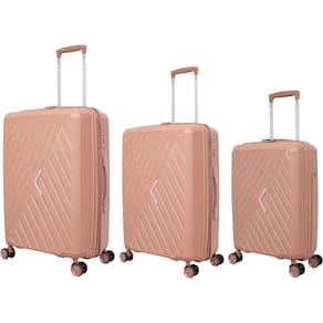 Conjunto de Malas Expansível Polipropileno Yins 21206 Cadeado Tsa Rodas Duplas 360 3pcs P/m/g Rosê