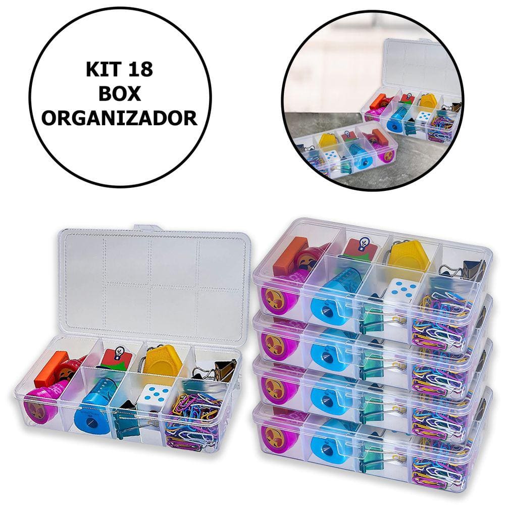 Kit Com 18 Box Organizadores Tam P Transparente