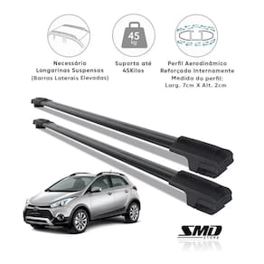 Travessa Rack Teto Larga Preto Hyundai Hb20X 2013 À 2020