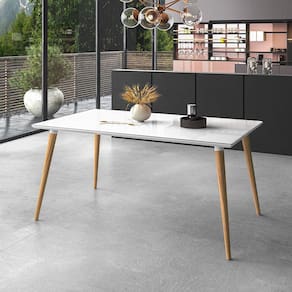 Mesa 160 cm Veneza Plus c/ Tampo Vidro Branco Casa D