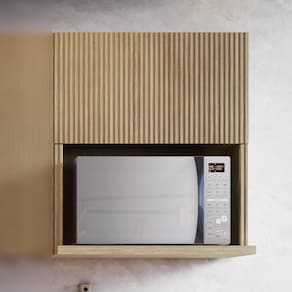 Armário Aéreo Rainha Ripado Nesher MDF Com 1 Porta Basculante Nature