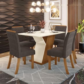 Conjunto Sala de Jantar Tampo MDF 120 Cm 4 Cadeiras Zuri Casa 812