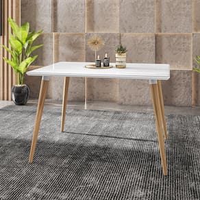 Mesa 120 cm Veneza Plus c/ Tampo Vidro Branco Casa D