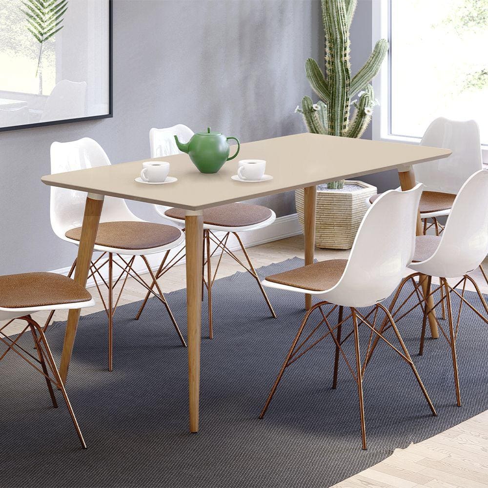 Mesa 160 cm Veneza s/ Vidro Off White Casa D