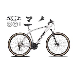 Bicicleta aro 29 Ksw Xlt 24v Câmbios Shimano Freios Hidráulicos Garfo com Suspensão Pneu Faixa Bege - Branco