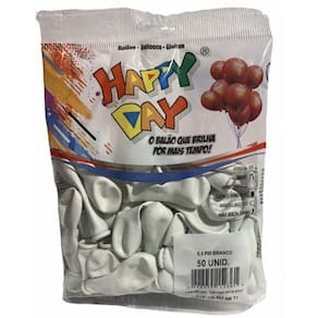 Balão 5 Branco 50un Happy Day