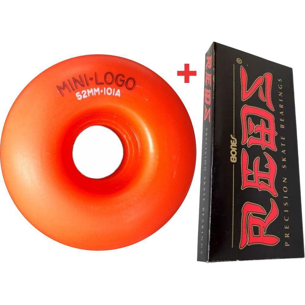 Roda Mini Logo 52mm 101A C-Cut Red + Rolamento Red Bones