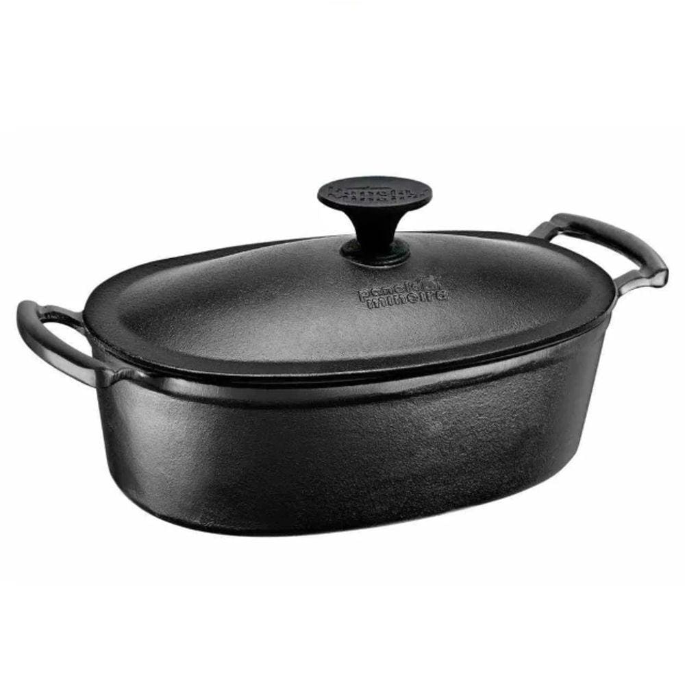 Caçarola Retrô Oval Alça e Tampa em Ferro Fundido 35cm 5L - Panela Mineira