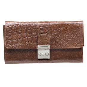 Carteira em Couro Croco Marrom DH Couros 32281