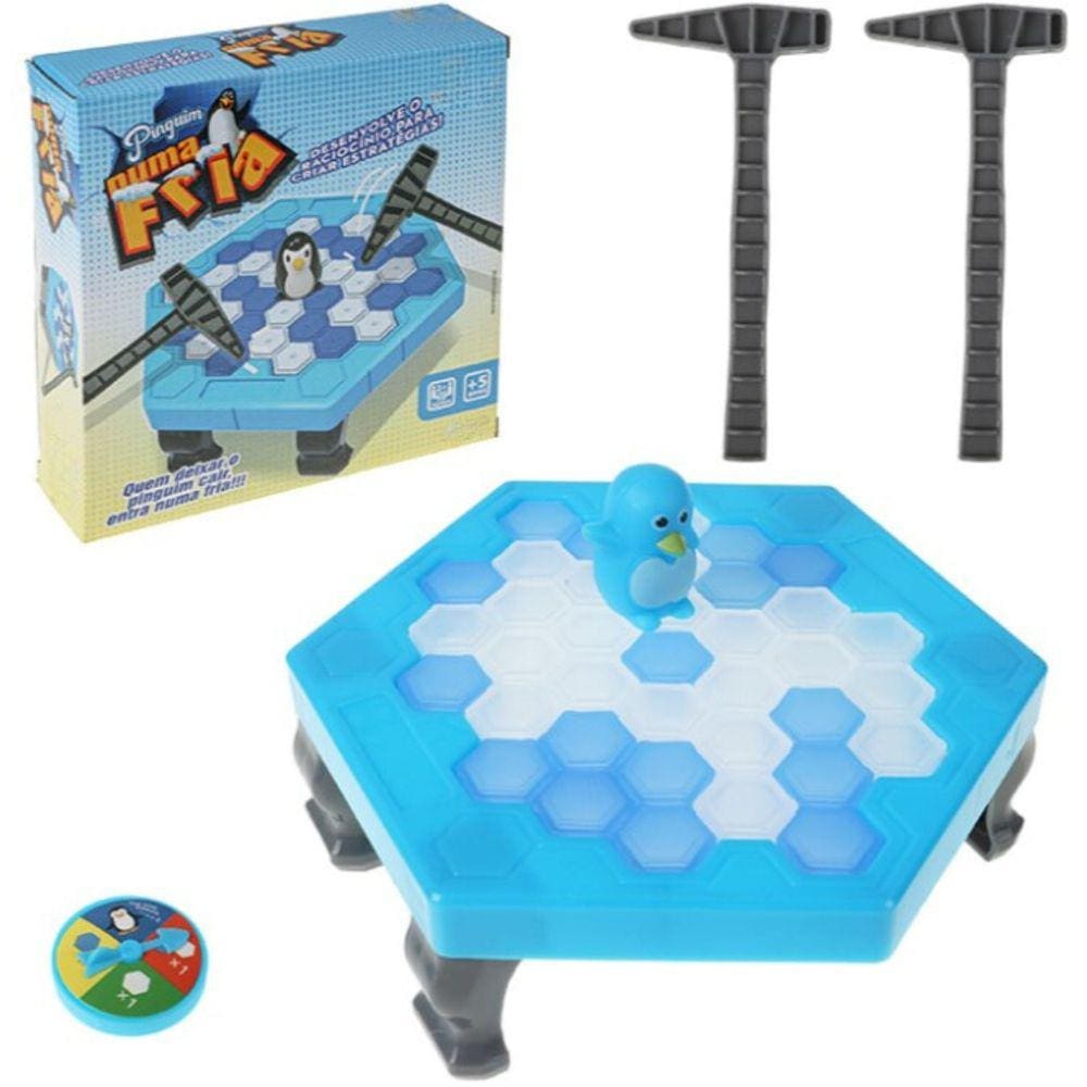 Kit Jogos Quebra Gelo Pinguim + Jogo Barril Pula Pirata Art Brink