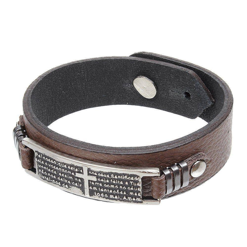 Pulseira de Couro Marrom Pai Nosso Paul Western 29731