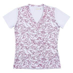 Camiseta Baby Look Feminina Branca Estampada Cavalos Dock`s 24830