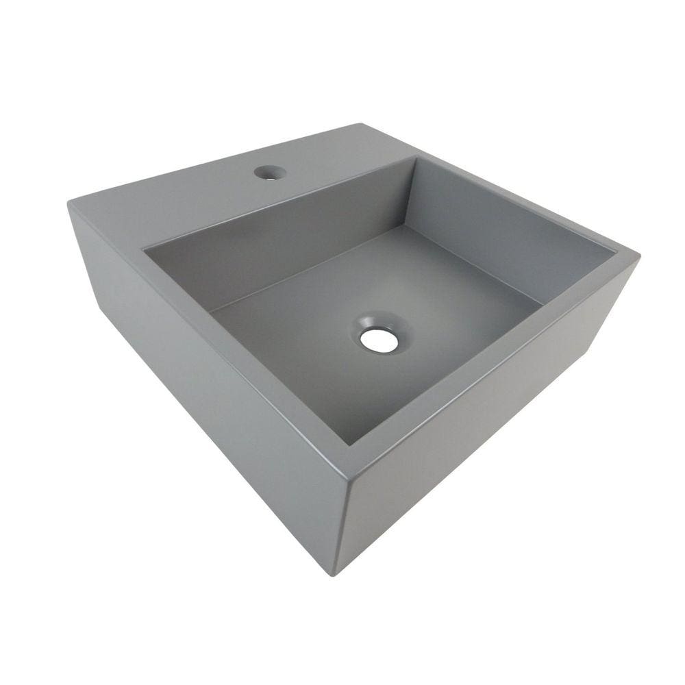 Cuba Para Banheiro com Apoio Para Torneira Onix Newstone Venturi Cinza Fosco